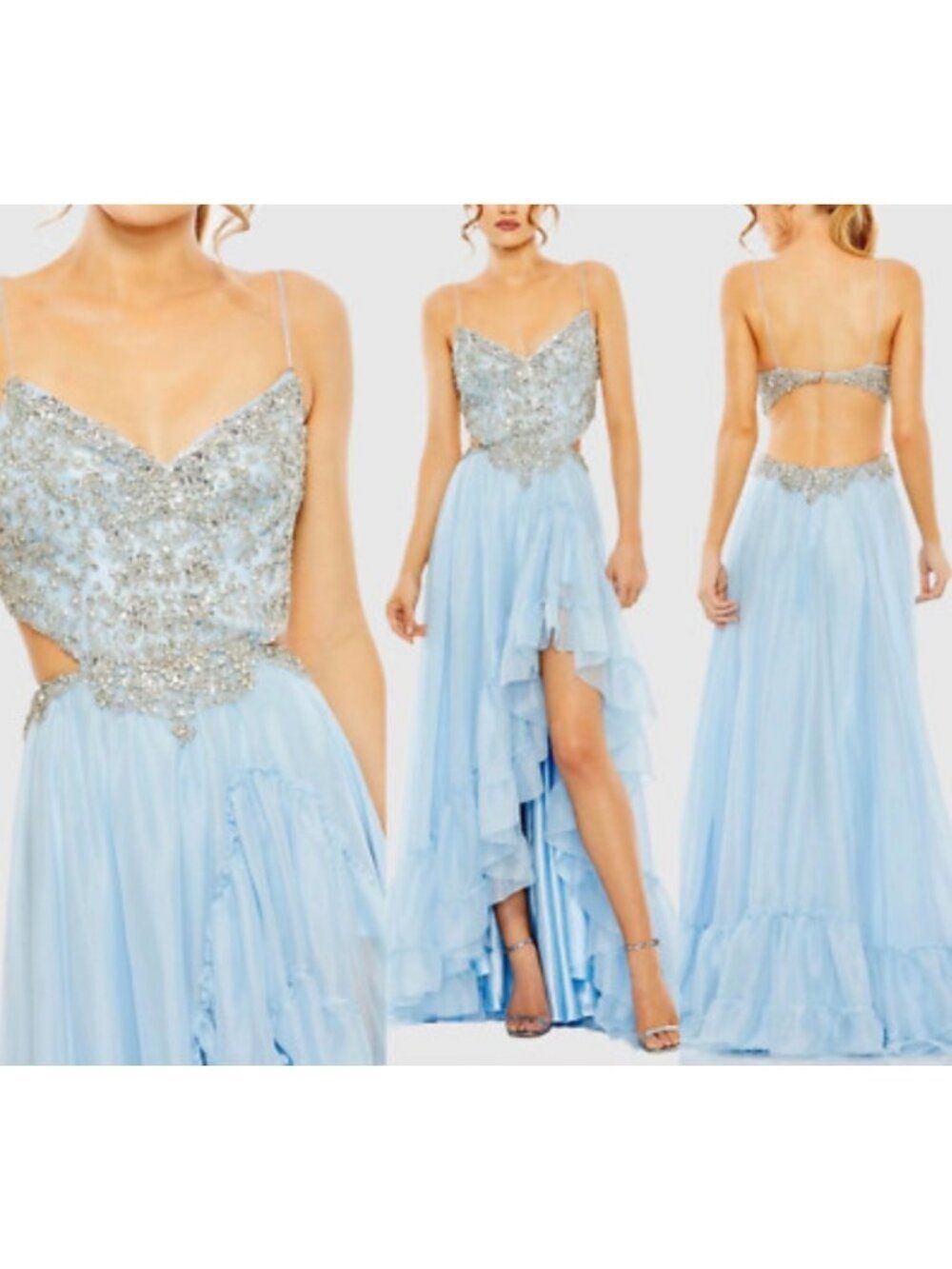 Mac Duggal Embellished Cut-Out Back Hi-Lo Gown Dress Size 10